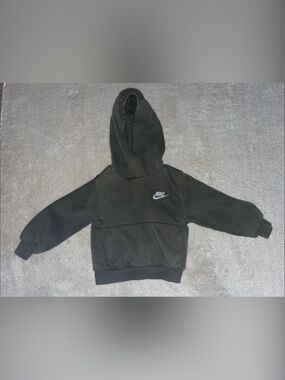 Nike Olive Green Kids Pullover Hoodie with White Swoosh Logo
